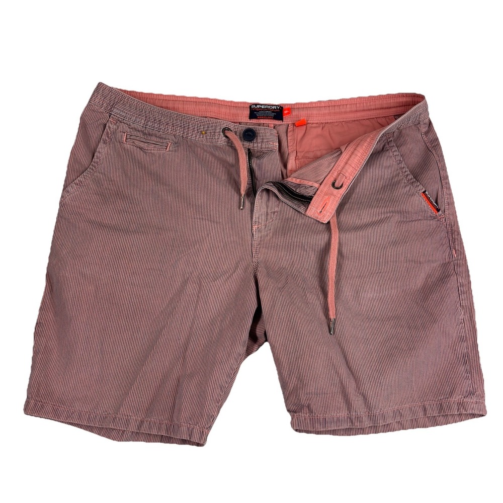 Superdry International Chino Shorts Mens 38W‎ Red Stripe Casual Drawstring